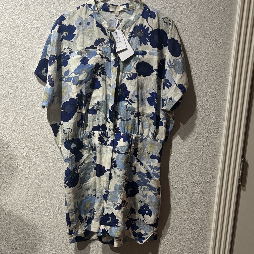 Ted Baker Blue Floral Jumpsuit, NWT, Size 4 (fits size 10-14)/SEE comments - Picture 3 of 6
